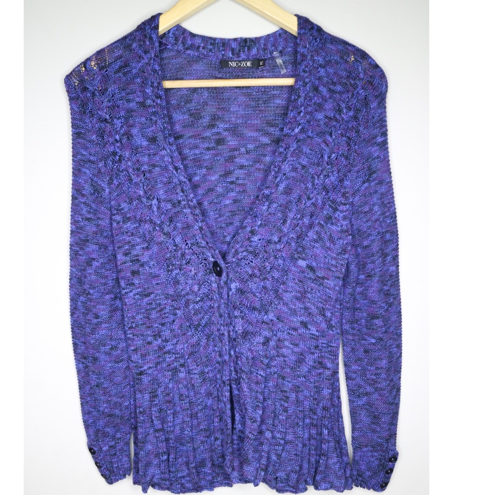 Nic+Zoe purple peplum cardigan small petite